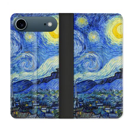 Housse cuir portefeuille Pour Iphone 17 Air Peinture La nuit étoilée