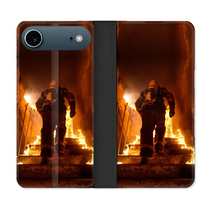 Housse cuir portefeuille Pour Iphone 17 Air Pompier Escalier