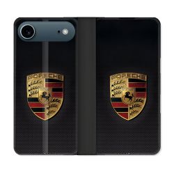 Housse cuir portefeuille Pour Iphone 17 Air Porsche Carbone