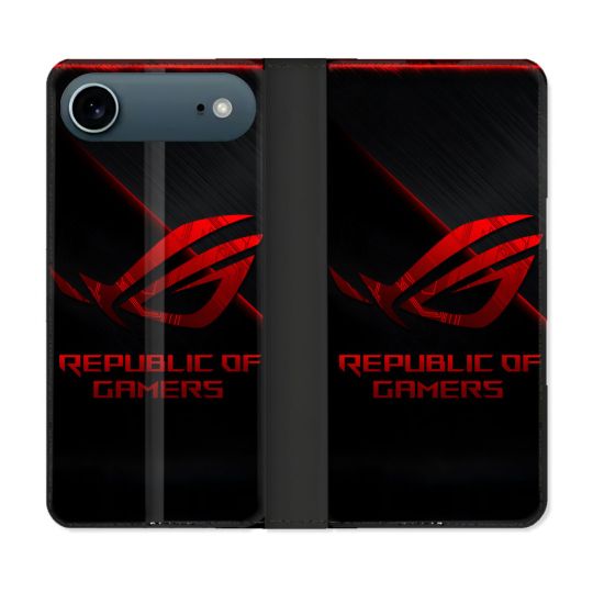 Housse cuir portefeuille Pour Iphone 17 Air ROG Rouge