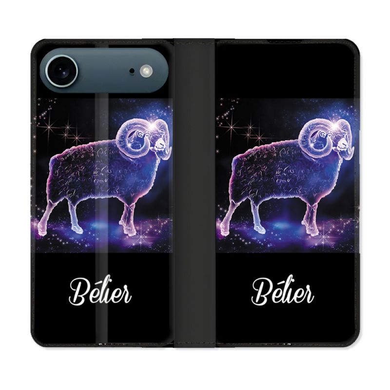 Housse cuir portefeuille Pour Iphone 17 Air Signe Zodiaque 2 Bélier