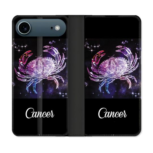 Housse cuir portefeuille Pour Iphone 17 Air Signe Zodiaque 2 Cancer