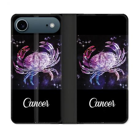 Housse cuir portefeuille Pour Iphone 17 Air Signe Zodiaque 2 Cancer