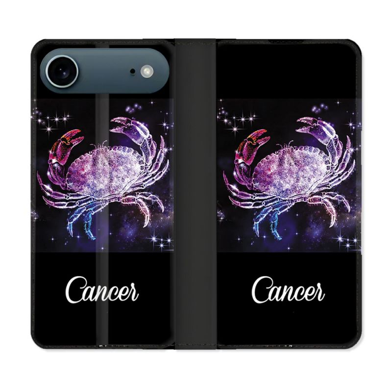 Housse cuir portefeuille Pour Iphone 17 Air Signe Zodiaque 2 Cancer