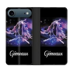 Housse cuir portefeuille Pour Iphone 17 Air Signe Zodiaque 2 Gémeaux