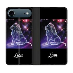 Housse cuir portefeuille Pour Iphone 17 Air Signe Zodiaque 2 Lion