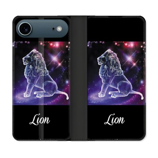 Housse cuir portefeuille Pour Iphone 17 Air Signe Zodiaque 2 Lion