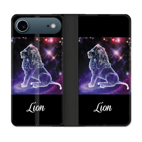 Housse cuir portefeuille Pour Iphone 17 Air Signe Zodiaque 2 Lion