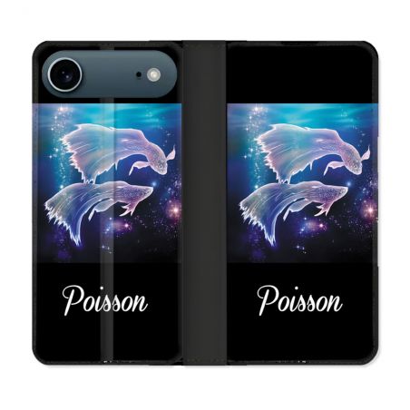 Housse cuir portefeuille Pour Iphone 17 Air Signe Zodiaque 2 Poisson