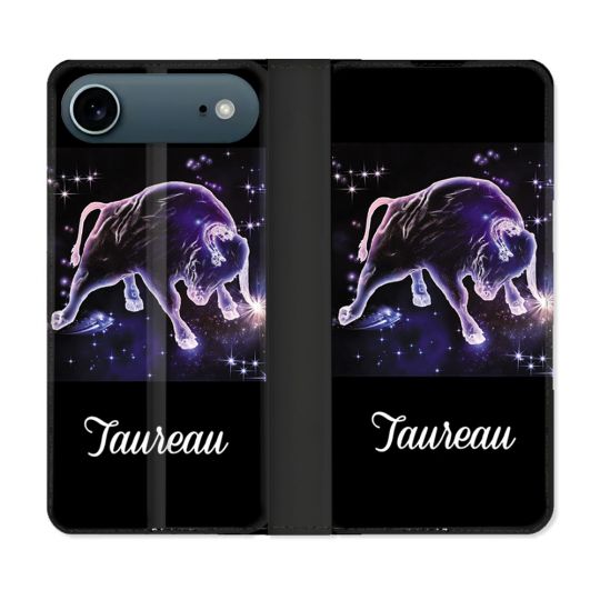 Housse cuir portefeuille Pour Iphone 17 Air Signe Zodiaque 2 Taureau