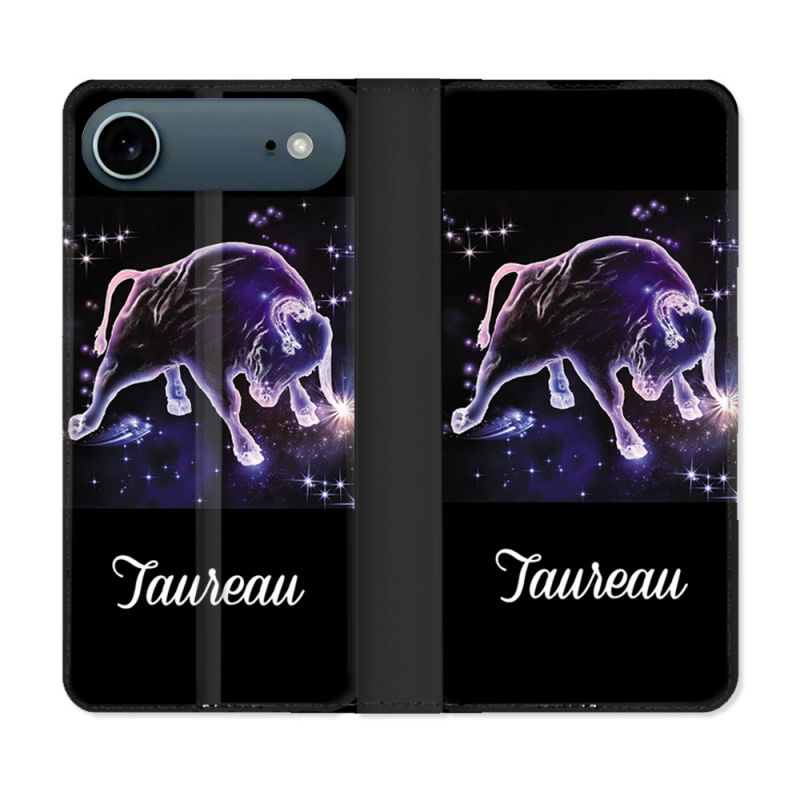 Housse cuir portefeuille Pour Iphone 17 Air Signe Zodiaque 2 Taureau