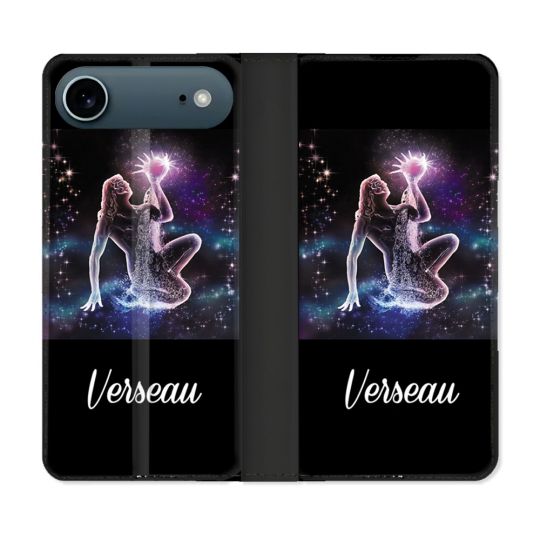 Housse cuir portefeuille Pour Iphone 17 Air Signe Zodiaque 2 Verseau