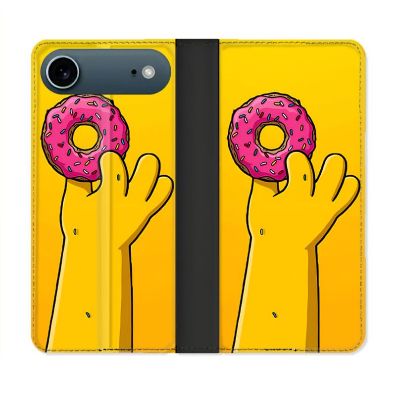 Housse cuir portefeuille Pour Iphone 17 Air Simpson Donuts