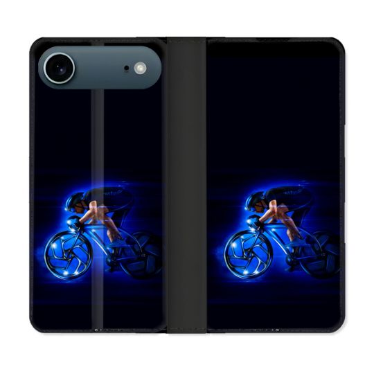 Housse cuir portefeuille Pour Iphone 17 Air Sport Cyclisme Bleu