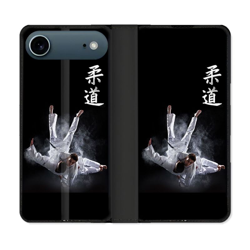 Housse cuir portefeuille Pour Iphone 17 Air Sport Judo Noir