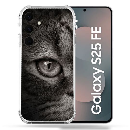 Coque Renforcée Pour Samsung Galaxy S25 FE Animal Chat Gris