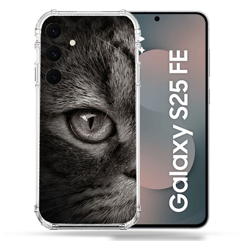 Coque Renforcée Pour Samsung Galaxy S25 FE Animal Chat Gris