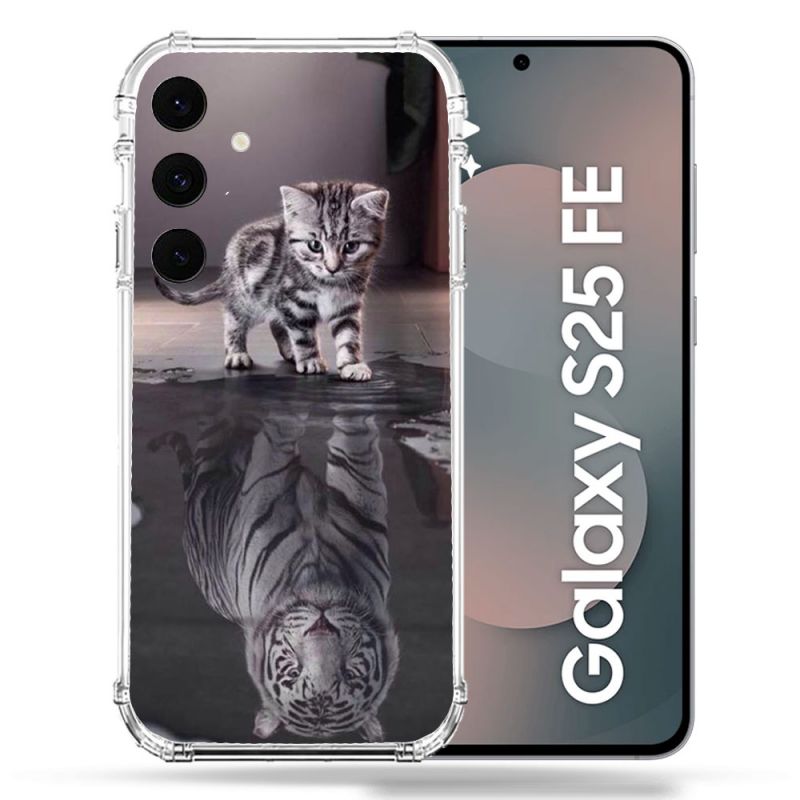 Coque Renforcée Pour Samsung Galaxy S25 FE Animal Chat Reflet