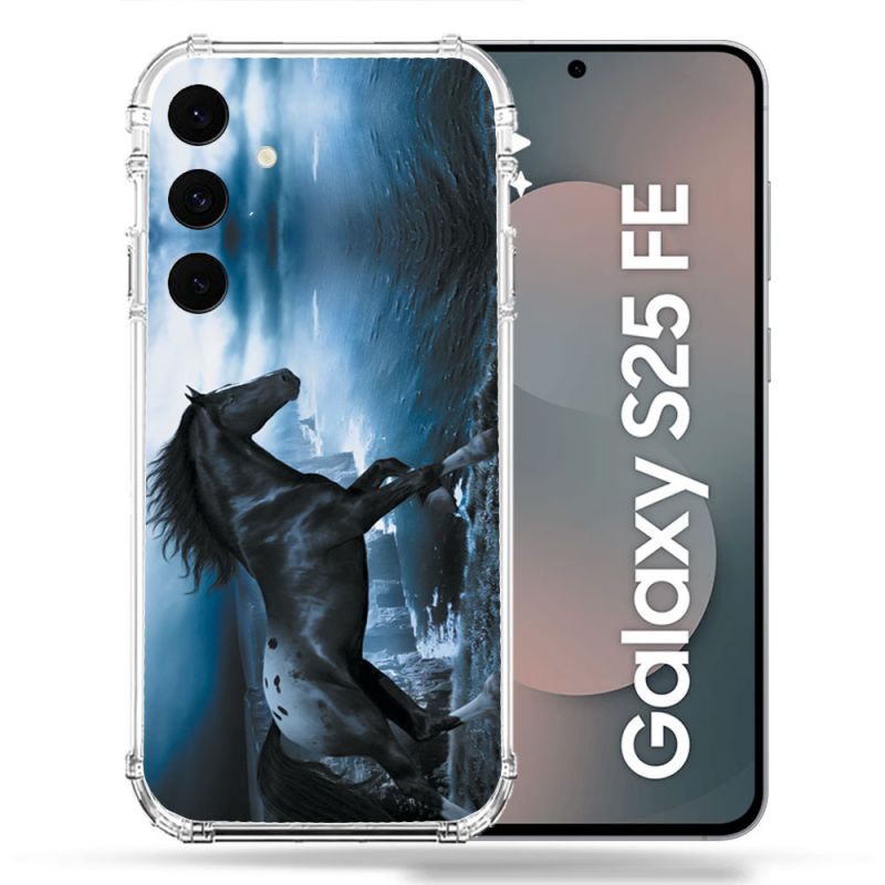 Coque Renforcée Pour Samsung Galaxy S25 FE Animal Cheval Noir