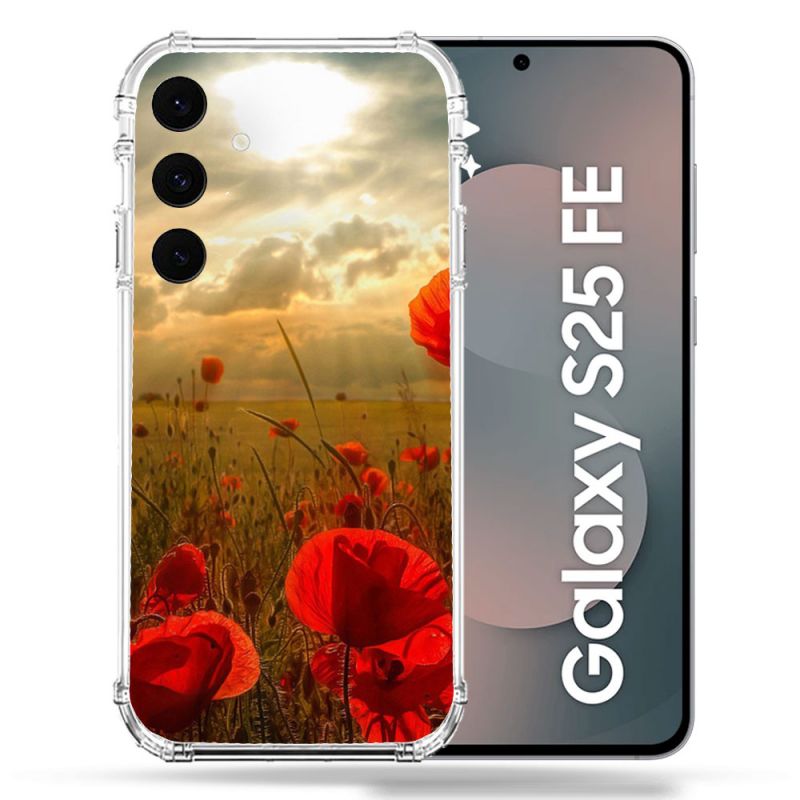 Coque Renforcée Pour Samsung Galaxy S25 FE Fleur Coquelicot