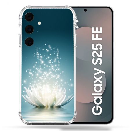 Coque Renforcée Pour Samsung Galaxy S25 FE Fleur Lotus Blanc