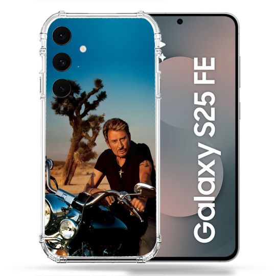 Coque Renforcée Pour Samsung Galaxy S25 FE Musique Johnny Hallyday Moto
