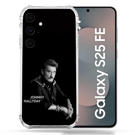 Coque Renforcée Pour Samsung Galaxy S25 FE Musique Johnny Hallyday Noir