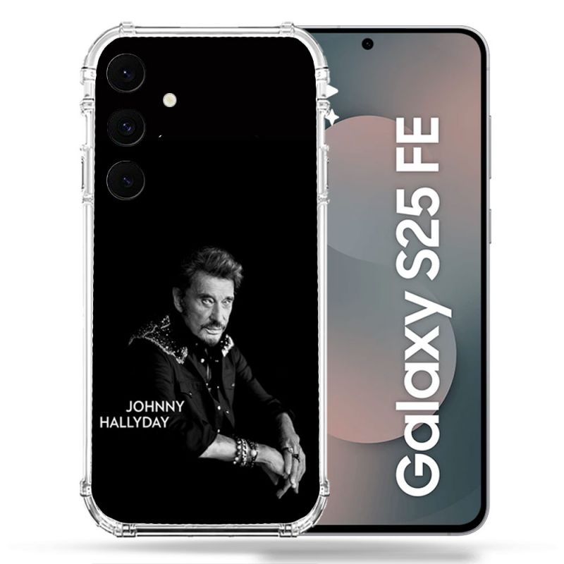 Coque Renforcée Pour Samsung Galaxy S25 FE Musique Johnny Hallyday Noir
