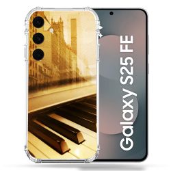 Coque Renforcée Pour Samsung Galaxy S25 FE Musique Piano Retro
