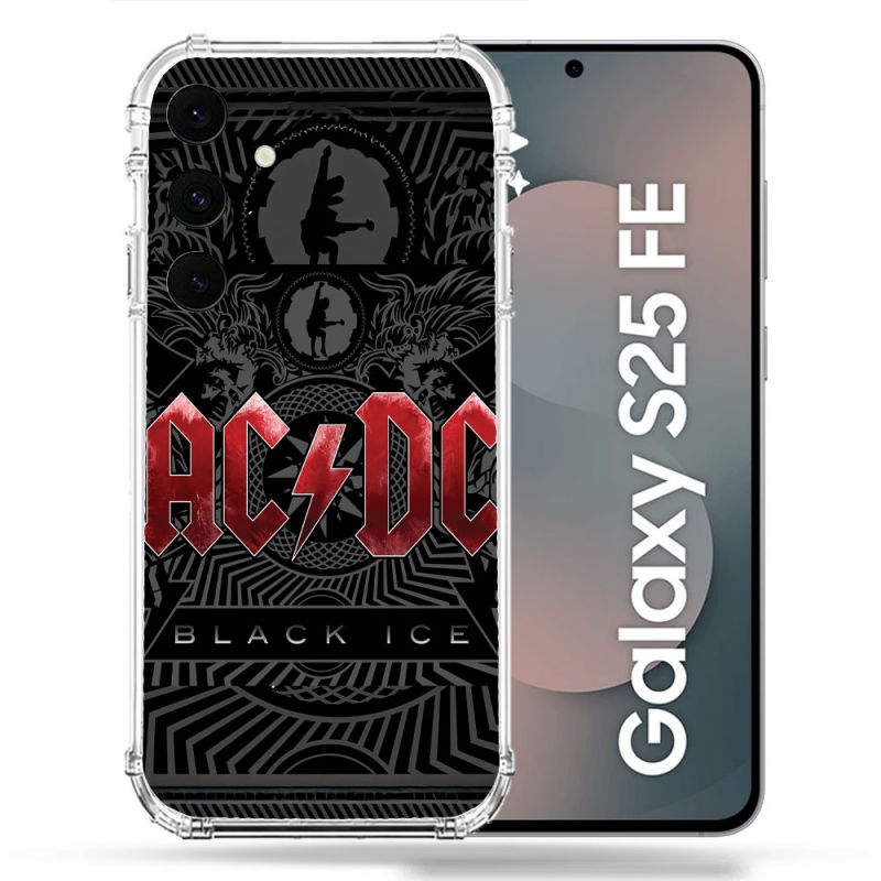 Coque Renforcée Pour Samsung Galaxy S25 FE Musique Rock ACDC Rouge