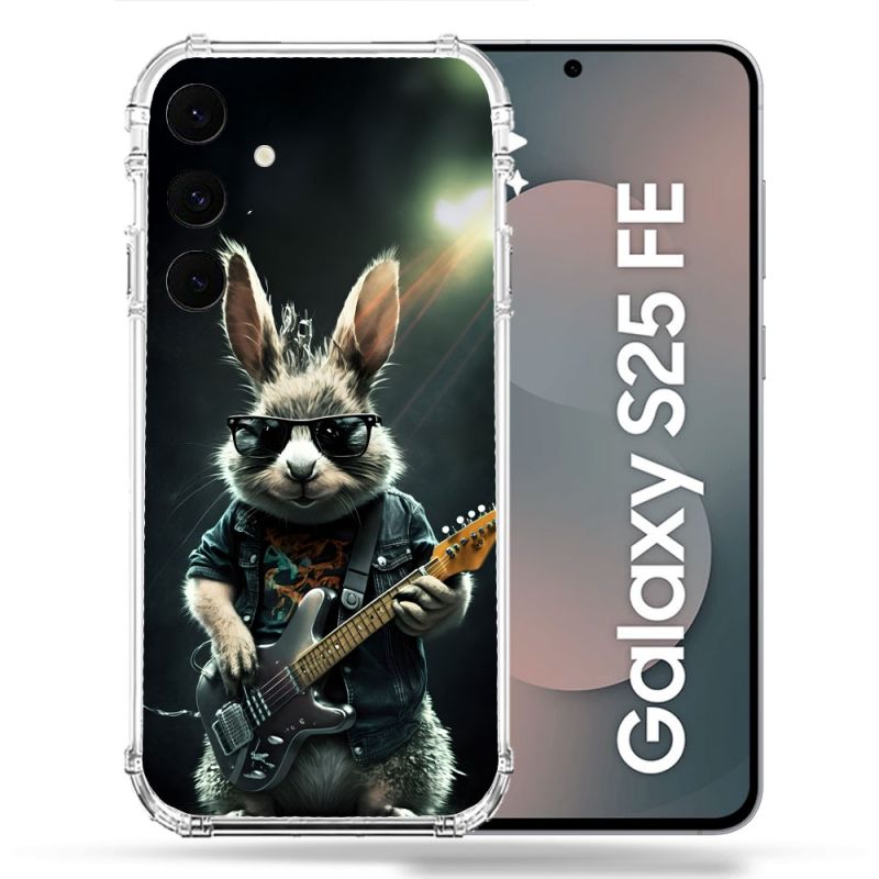 Coque Renforcée Pour Samsung Galaxy S25 FE Musique Rock Lapin
