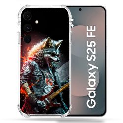Coque Renforcée Pour Samsung Galaxy S25 FE Musique Rock Loup