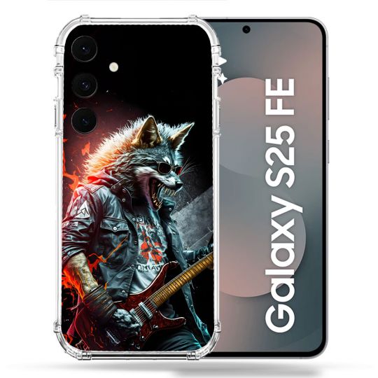 Coque Renforcée Pour Samsung Galaxy S25 FE Musique Rock Loup