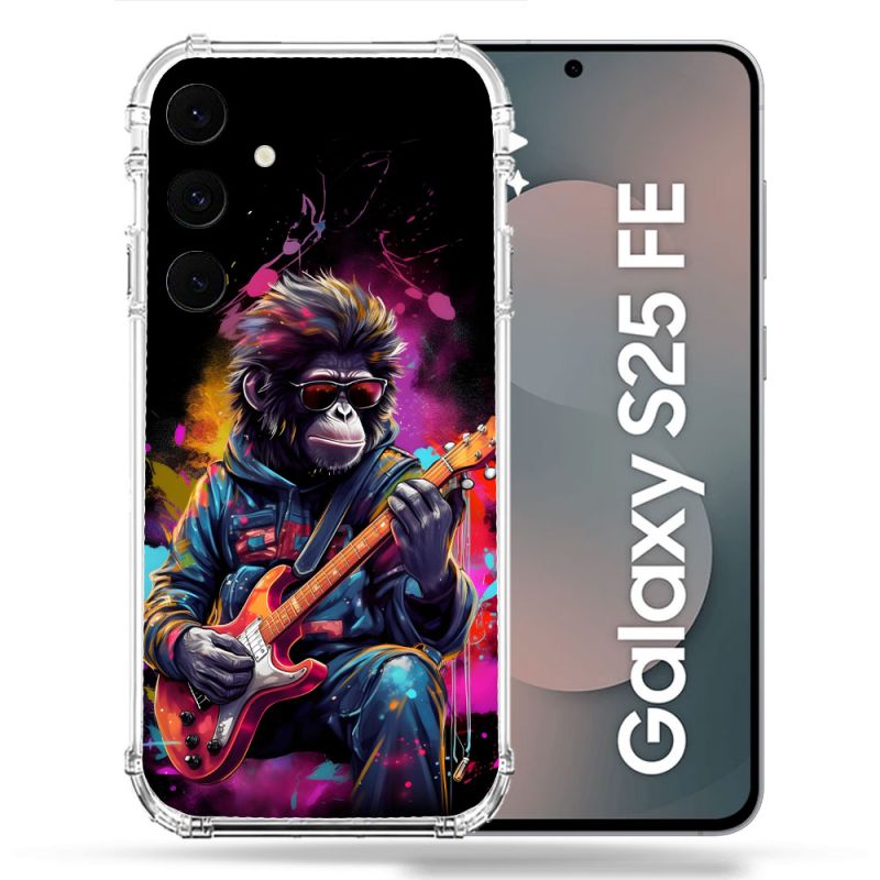 Coque Renforcée Pour Samsung Galaxy S25 FE Musique Rock Singe