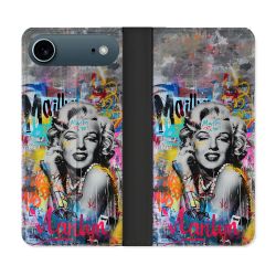 Housse cuir portefeuille Pour Iphone 17 Air Street Art Maryline Monroe