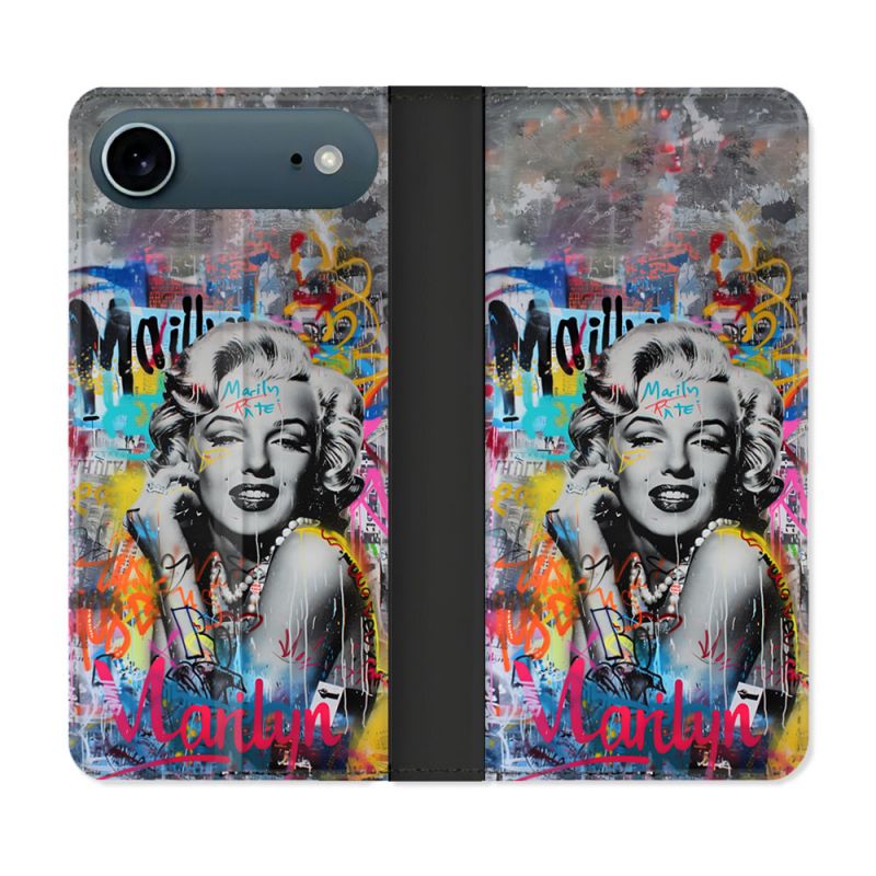 Housse cuir portefeuille Pour Iphone 17 Air Street Art Maryline Monroe