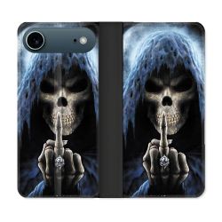 Housse cuir portefeuille Pour Iphone 17 Air Tete de Mort Doigt