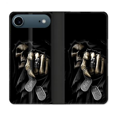 Housse cuir portefeuille Pour Iphone 17 Air Tete de Mort Your Next