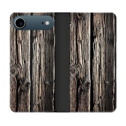 Housse cuir portefeuille Pour Iphone 17 Air Texture Bois