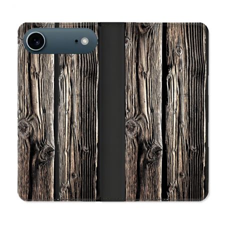 Housse cuir portefeuille Pour Iphone 17 Air Texture Bois
