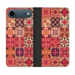 Housse cuir portefeuille Pour Iphone 17 Air Texture Carreau Ciment Rouge