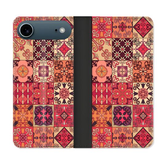 Housse cuir portefeuille Pour Iphone 17 Air Texture Carreau Ciment Rouge