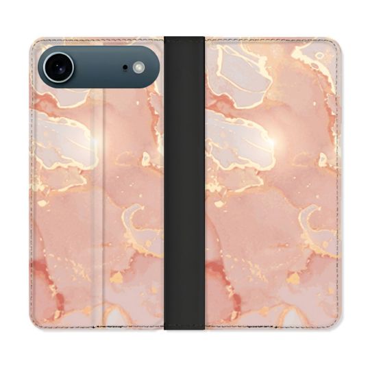 Housse cuir portefeuille Pour Iphone 17 Air Texture Marbre Rose