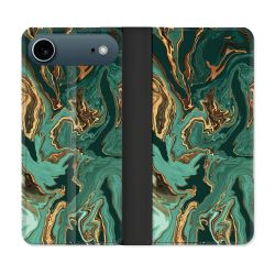 Housse cuir portefeuille Pour Iphone 17 Air Texture Marbre Vert