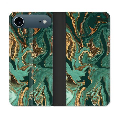 Housse cuir portefeuille Pour Iphone 17 Air Texture Marbre Vert