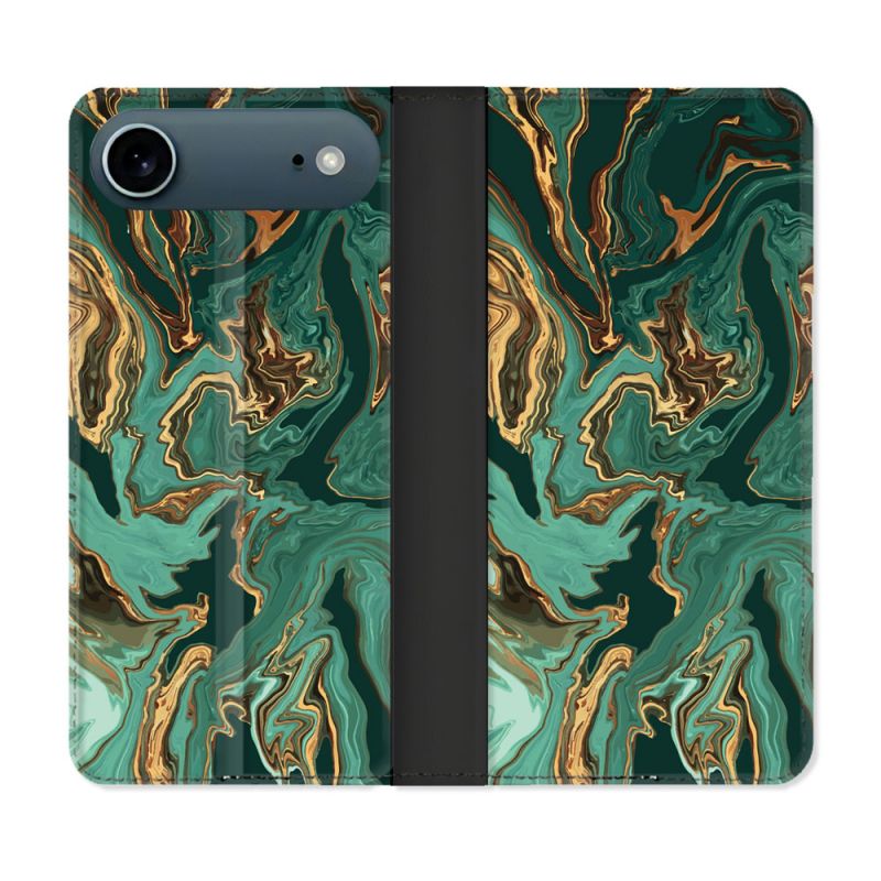 Housse cuir portefeuille Pour Iphone 17 Air Texture Marbre Vert