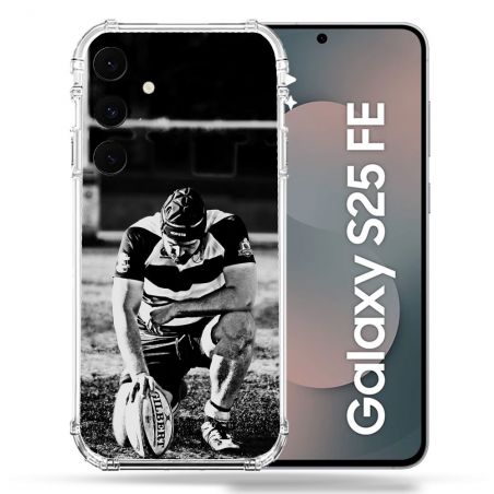Coque Renforcée Pour Samsung Galaxy S25 FE Sport Rugby Noir Blanc