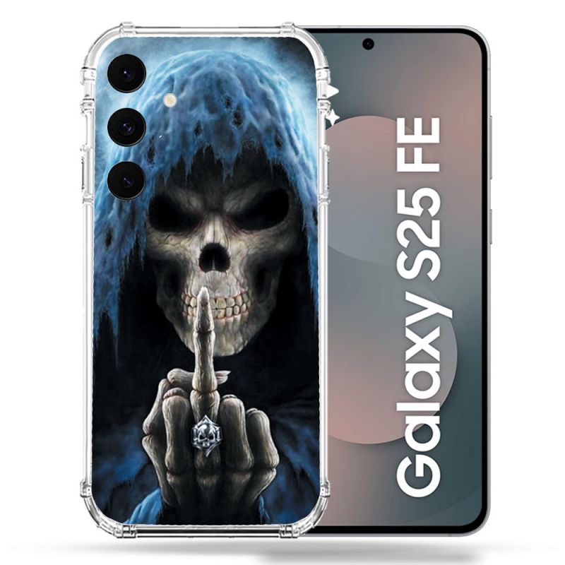 Coque Renforcée Pour Samsung Galaxy S25 FE Tete de Mort Doigt