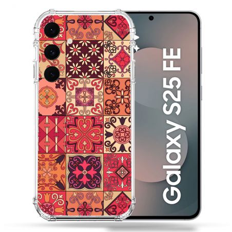 Coque Renforcée Pour Samsung Galaxy S25 FE Texture Carreau Ciment Rouge