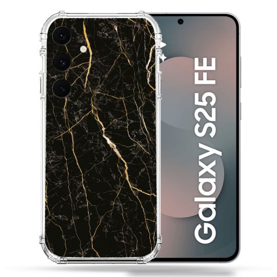 Coque Renforcée Pour Samsung Galaxy S25 FE Texture Marbre Noir